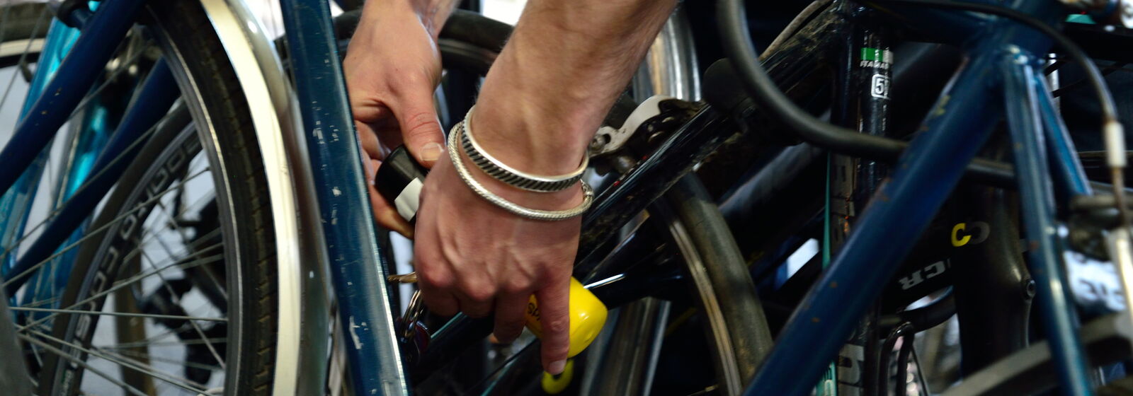 locking up a bicycle