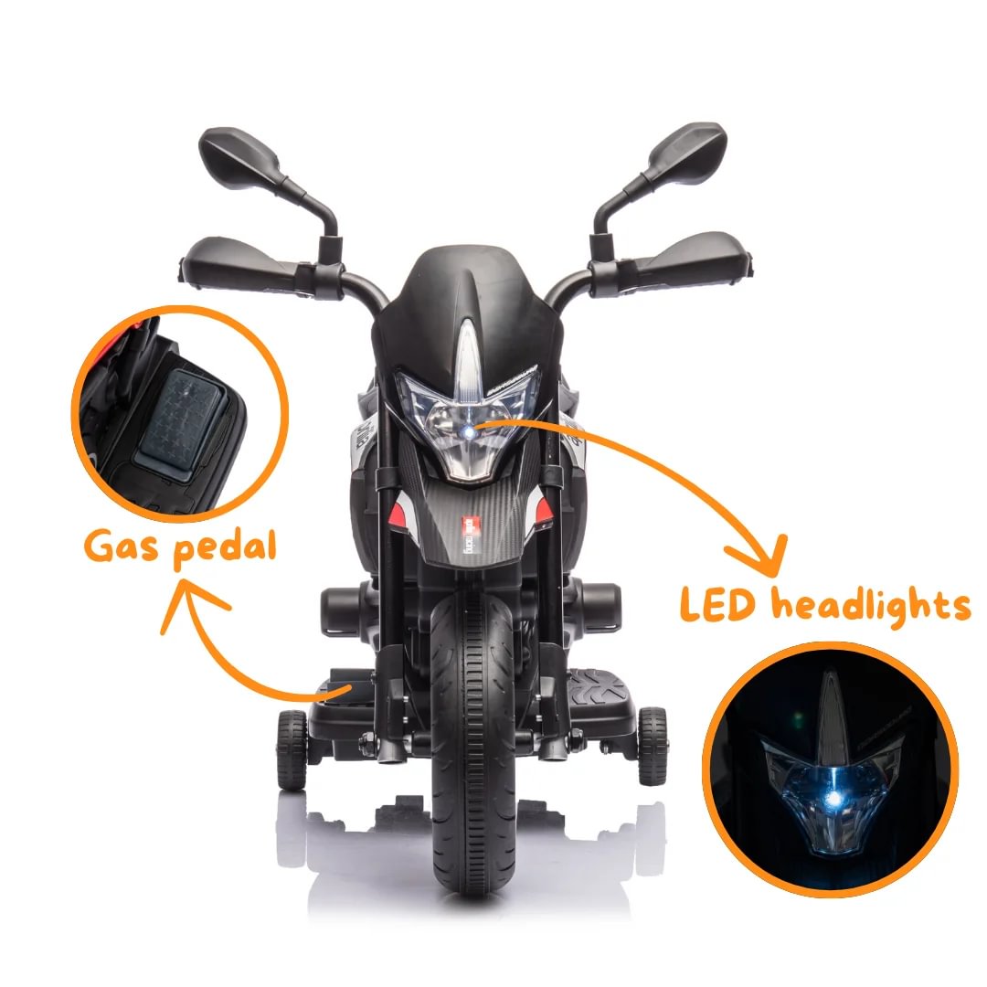Moto Électrique Pour Enfant Aprilia Dorsoduro 6V - Rouge, Batterie 6V, Phare, Roues Stabilité - Dès 2-3 Ans, Jouet Moto Garçon Fille - 10