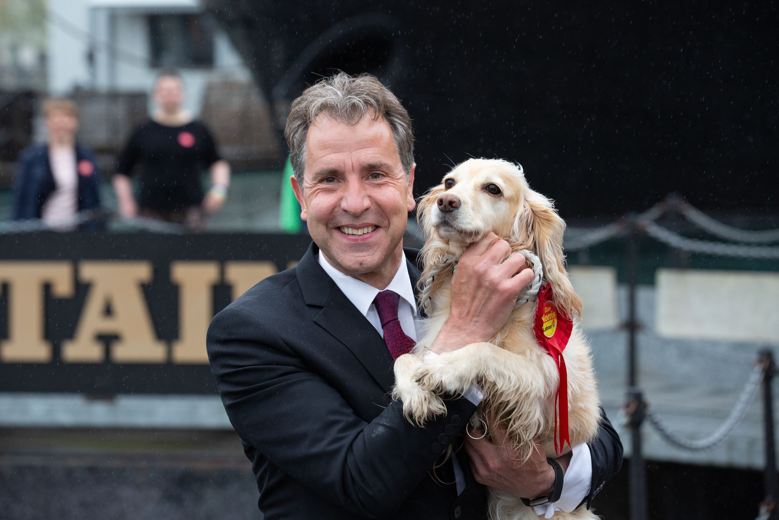 Dan Norris with his dog on election day