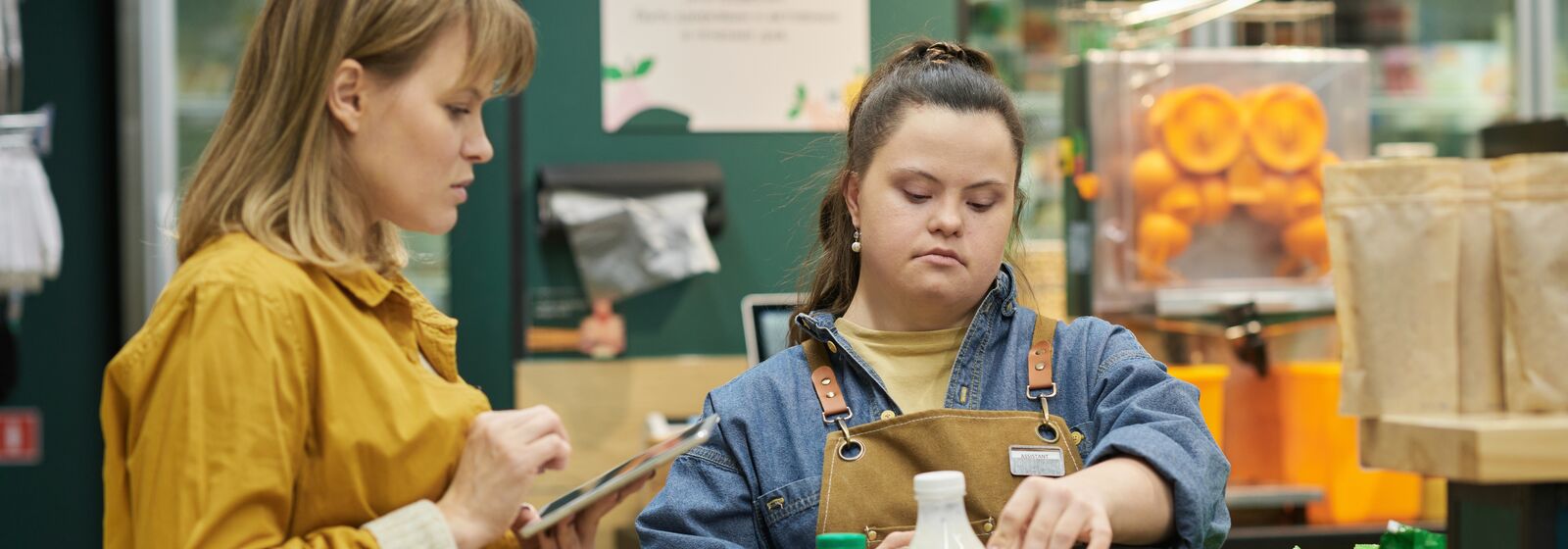 a person working in a supermarket