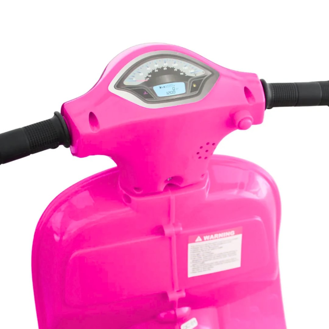Vespa électrique Enfant 6V Avec Dossier - Pour 2 Ans Et Plus, Rose, Sons Et Lumières - Sécurité Certificat EN71