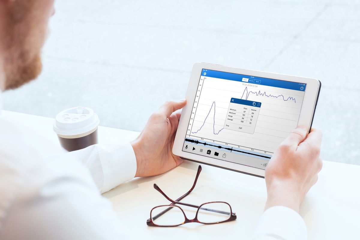 Tablet displaying financial data