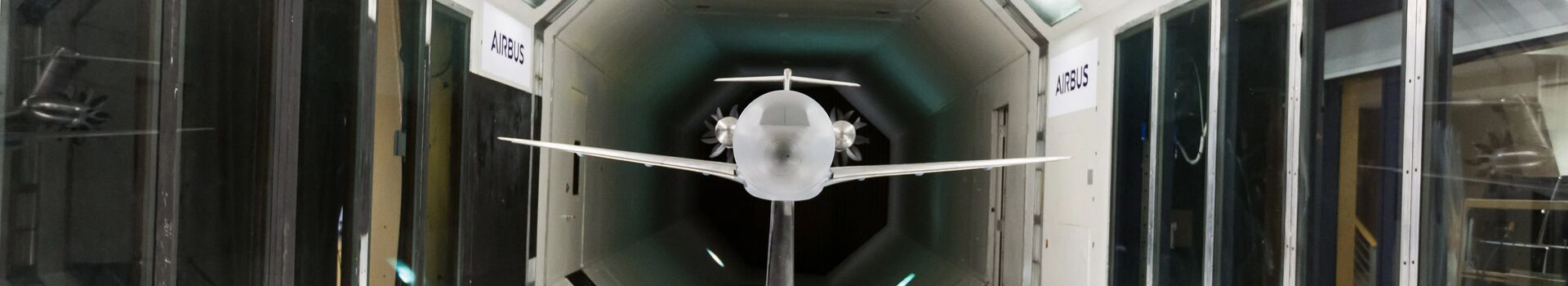 Model of plane in wind tunnel