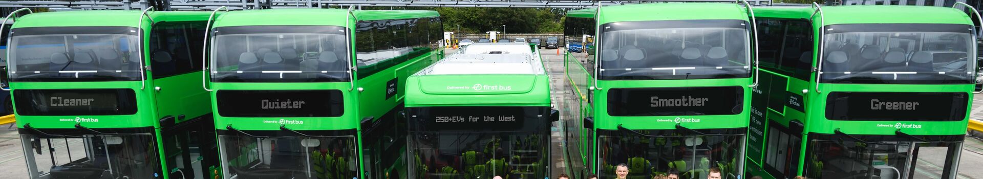 Collection of buses and people