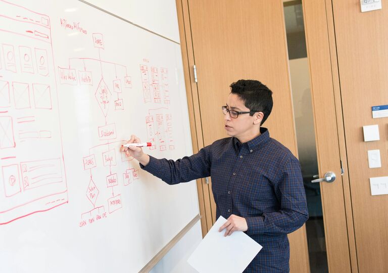 Person working on a whiteboard