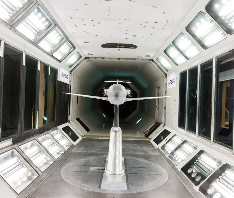 Model plane in a tunnel