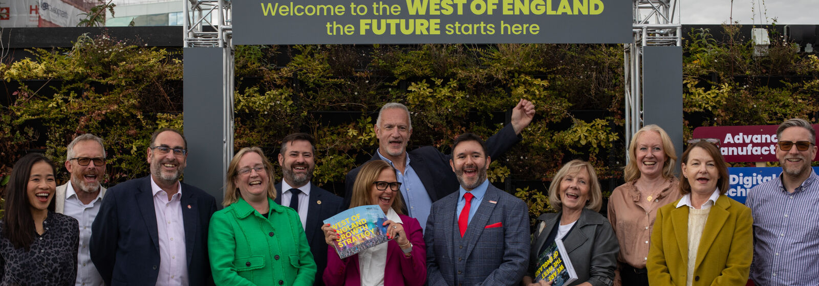 attendees celebrating the launch of the West's growth strategy including the Mayor and council leaders, as well as Nick Sturge and Jo Dally