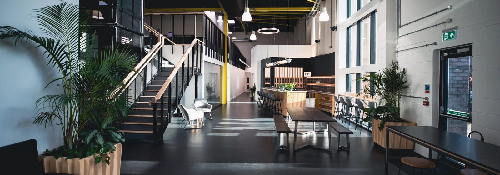 interior of cafe space inside Science Creates building