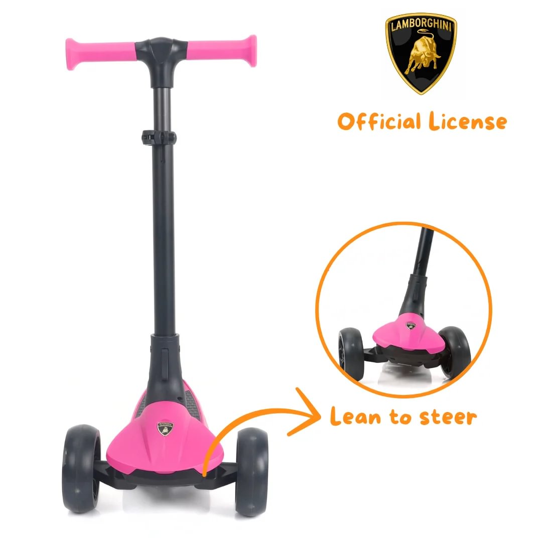 Lamborghini Kids Scooter with 3 Wheels (Small) - Pink
