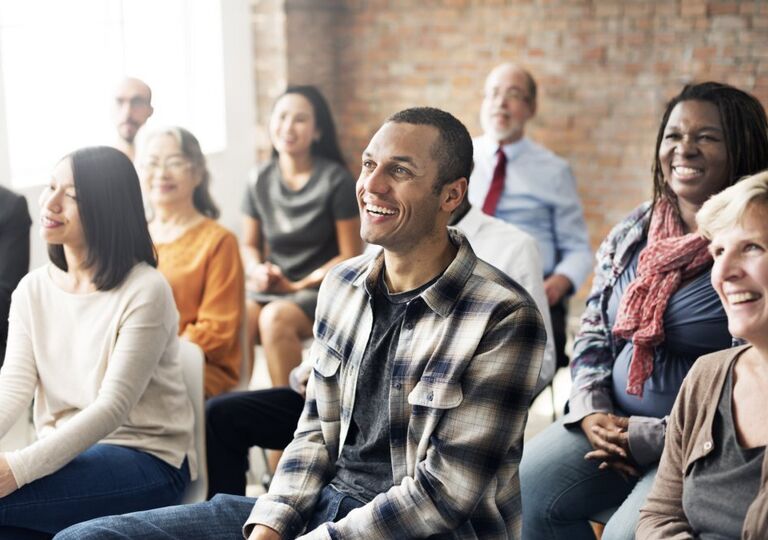 Group listening to a presentation