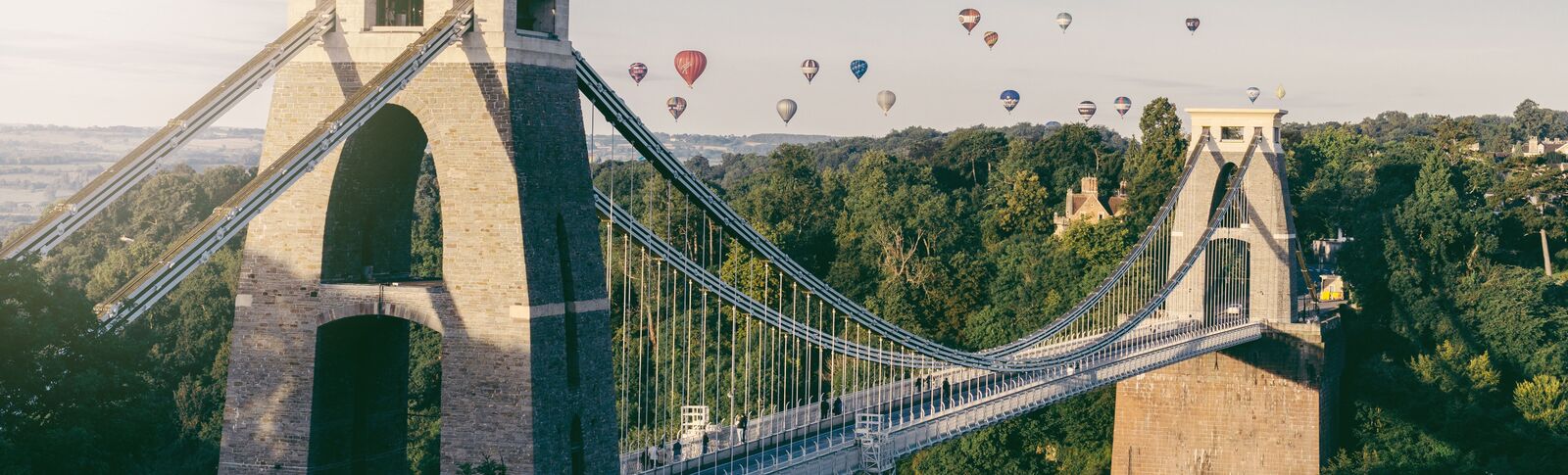 Hot air balloons over Clifton Suspension Bridge