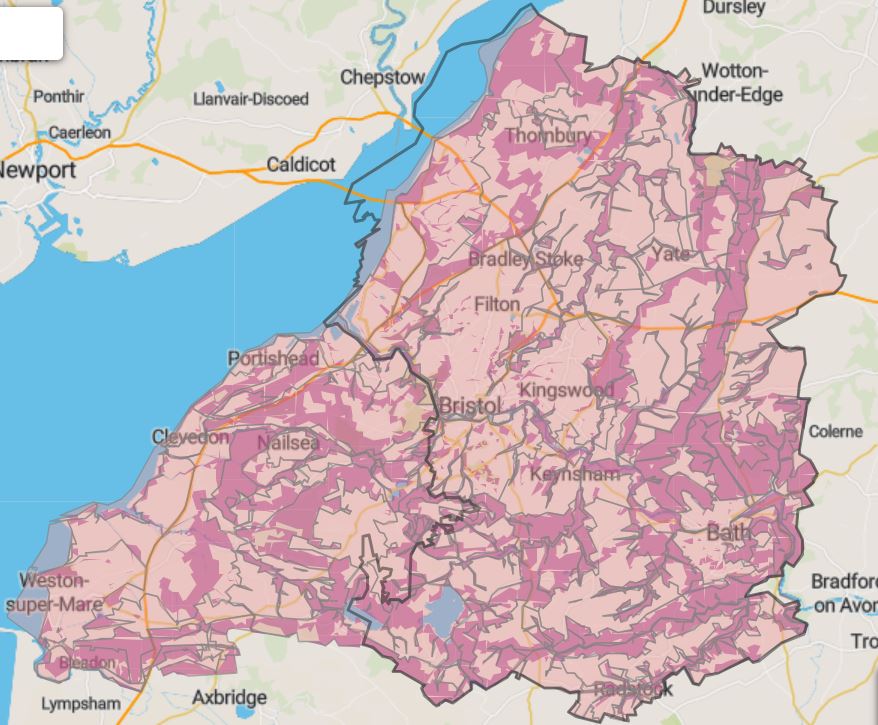 Map of West of England - indecipherable key