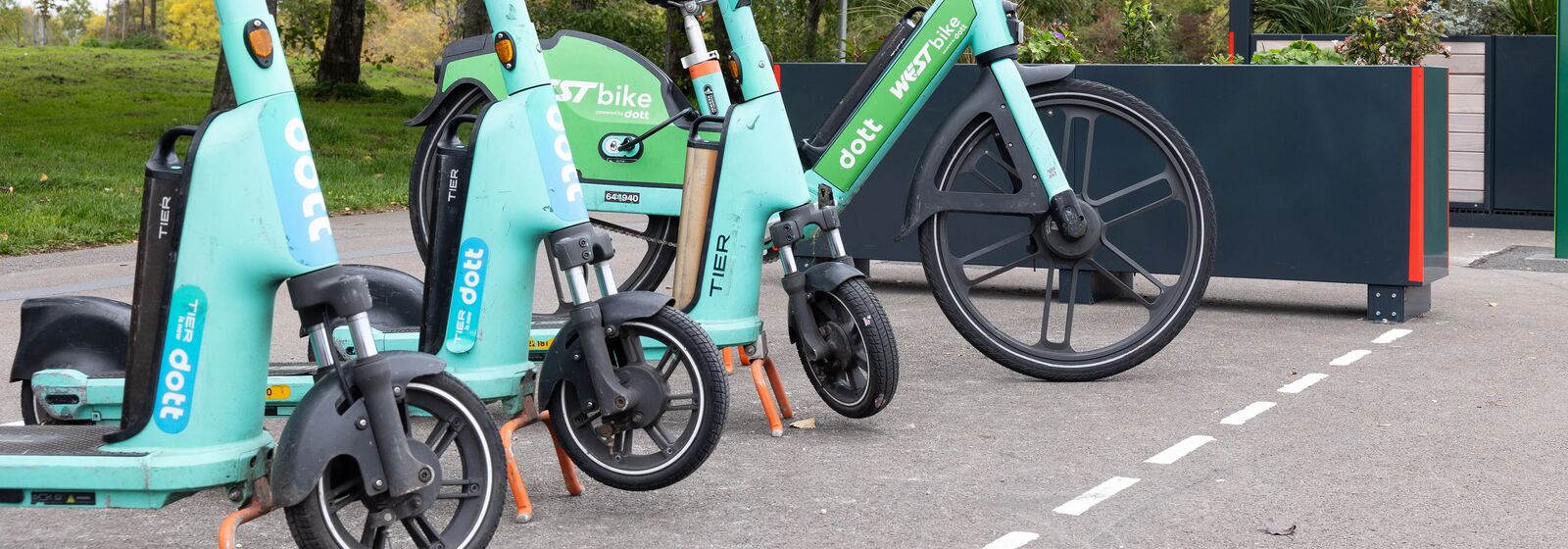 parked e-scooters