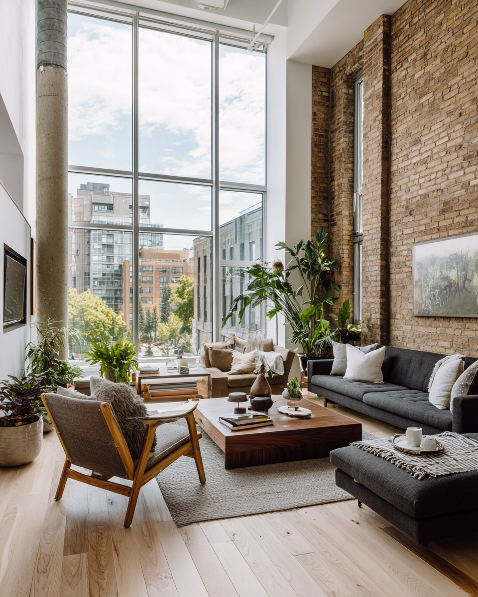 Optimized modern open-concept apartment interior