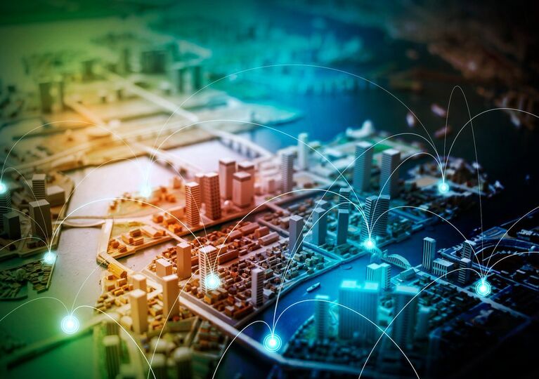 Model of city with network links 