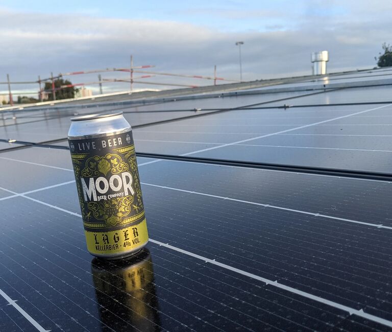 Beer on solar panel