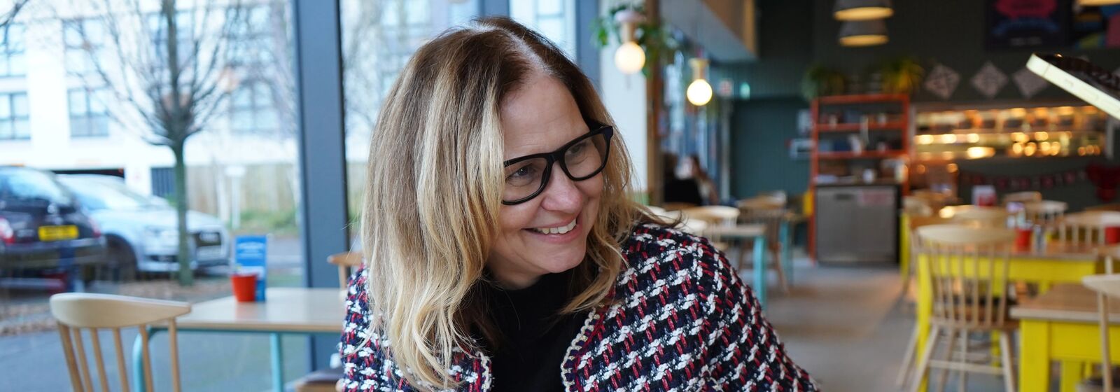 Helen Godwin, the new Mayor of the West of England, is pictured in a cafe.