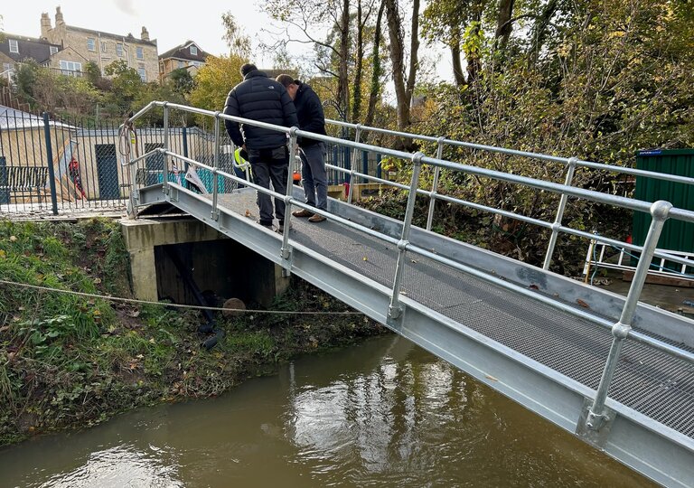 Bridge or ramp up from the water