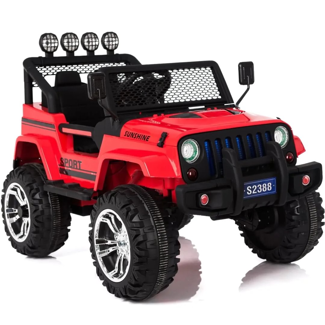 BMW Style 12V Kids Ride On Jeep – 4 Motors, Leather Seat, Painted Body (Red)