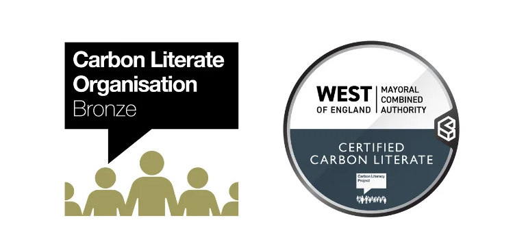 Logos and badges showing MCA climate literacy
