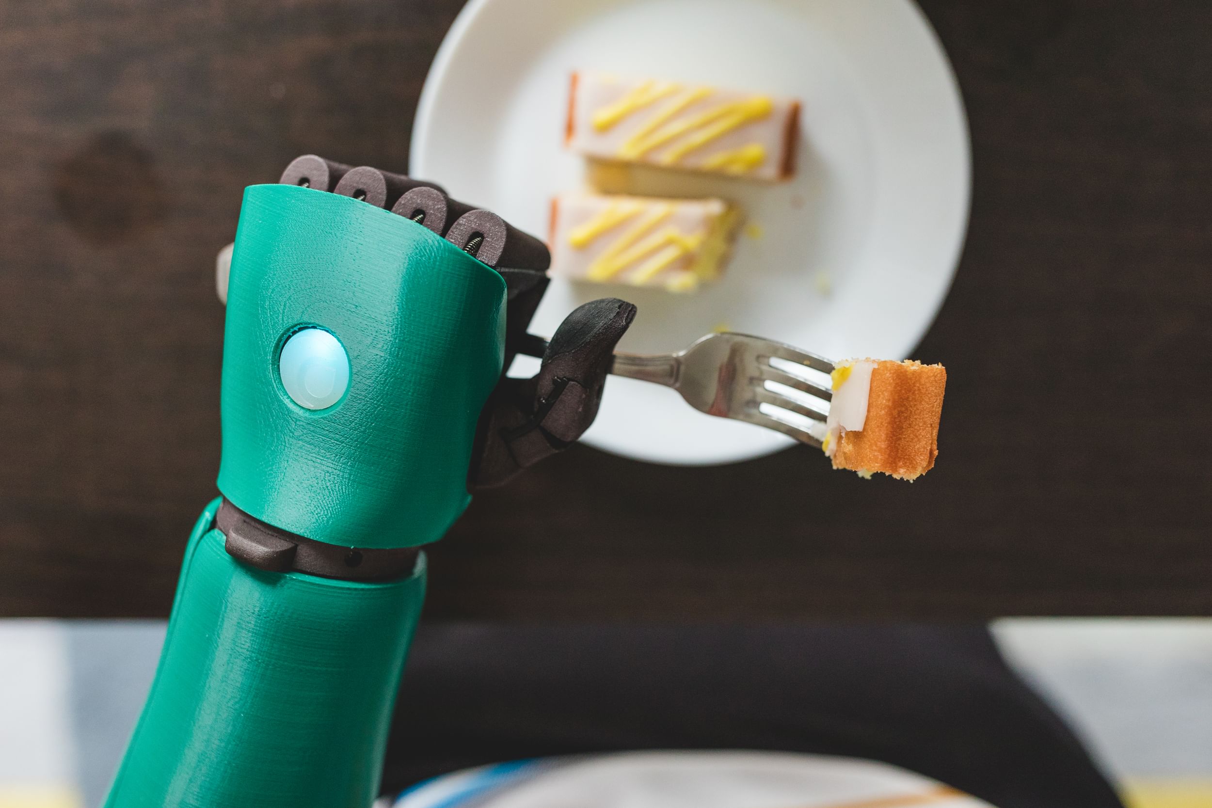 Robot arm eating cake
