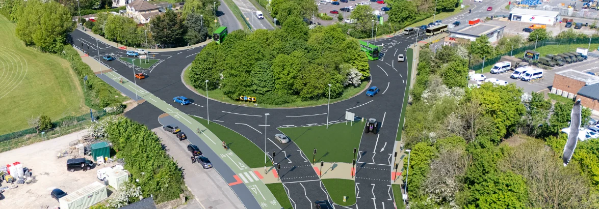 artist impression of cycle lane next to busy road