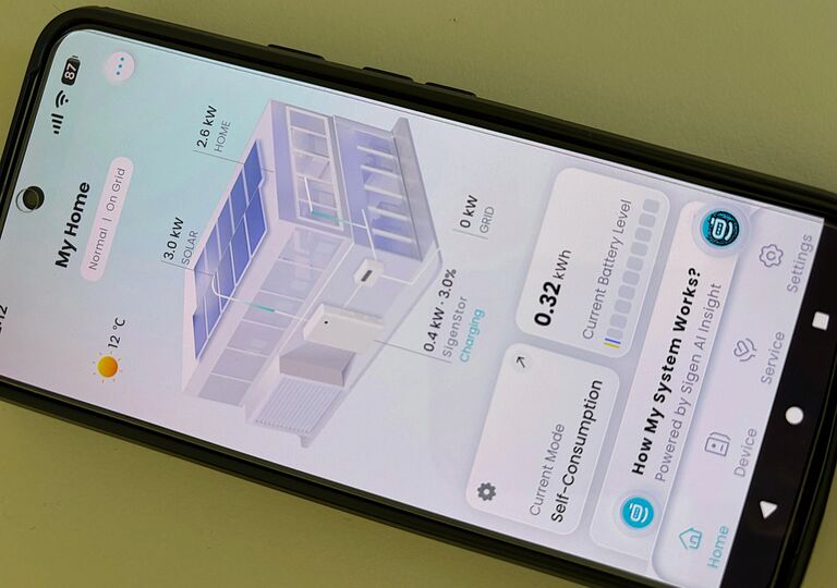 mobile phone running live energy monitoring app