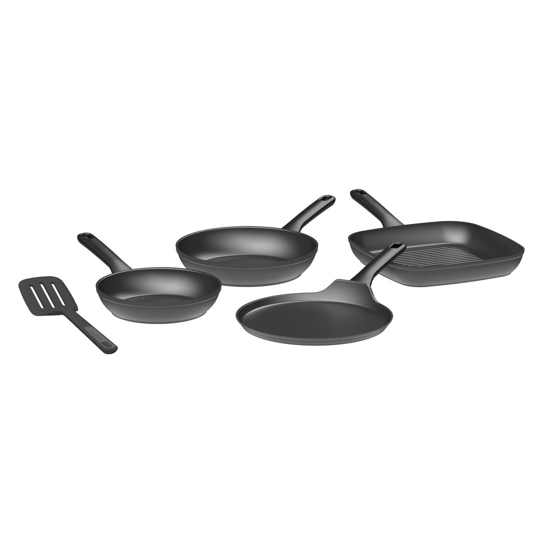4-pc frying pan set non-stick Helix with turner
