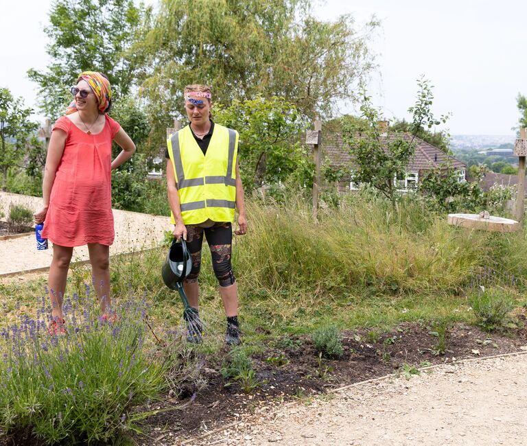 People in garden