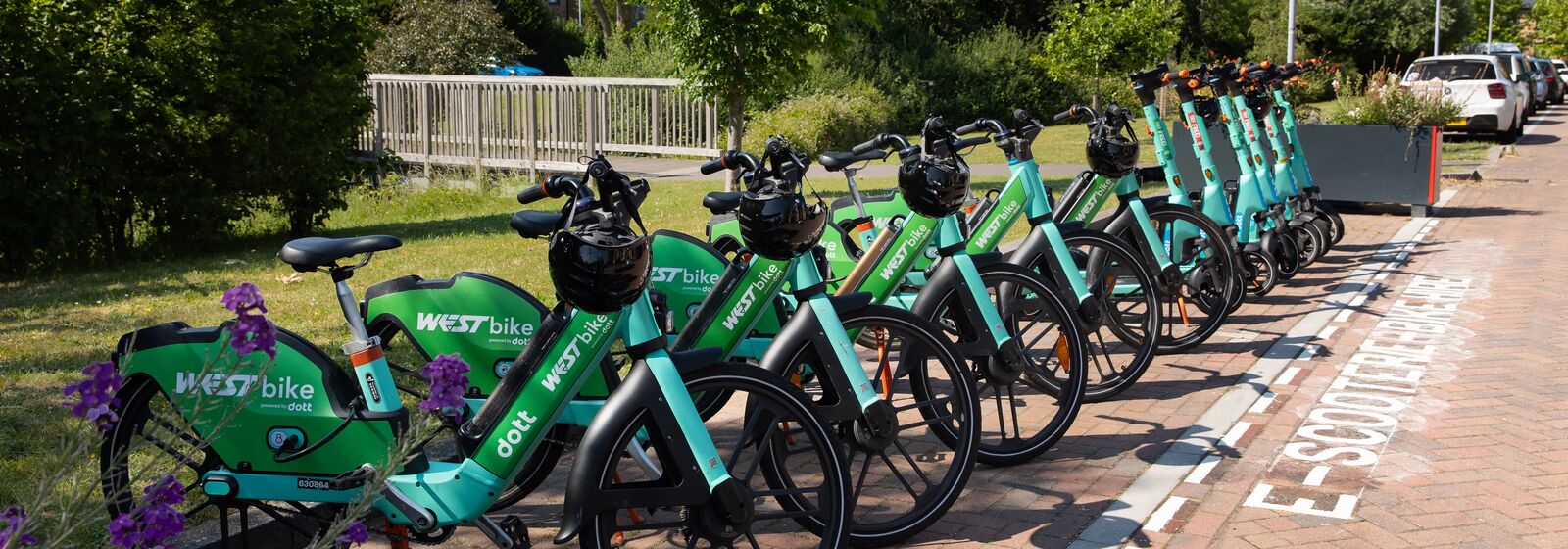 E-bikes and e-scooters are pictured at Lyde Green Park & Ride.