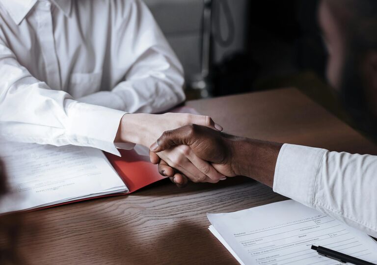 close up of handshake