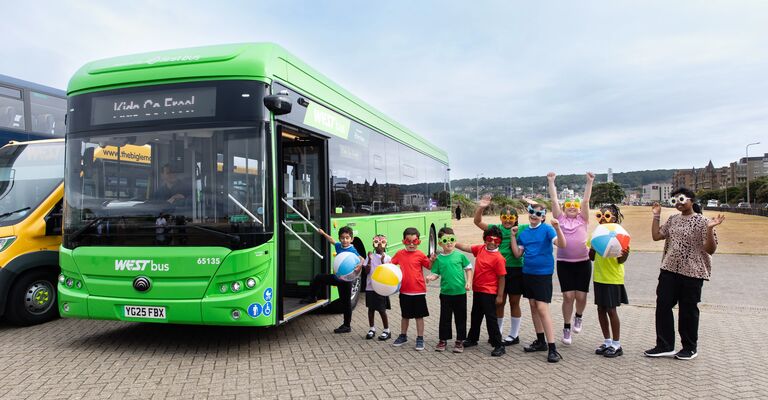 Kids boarding a bus