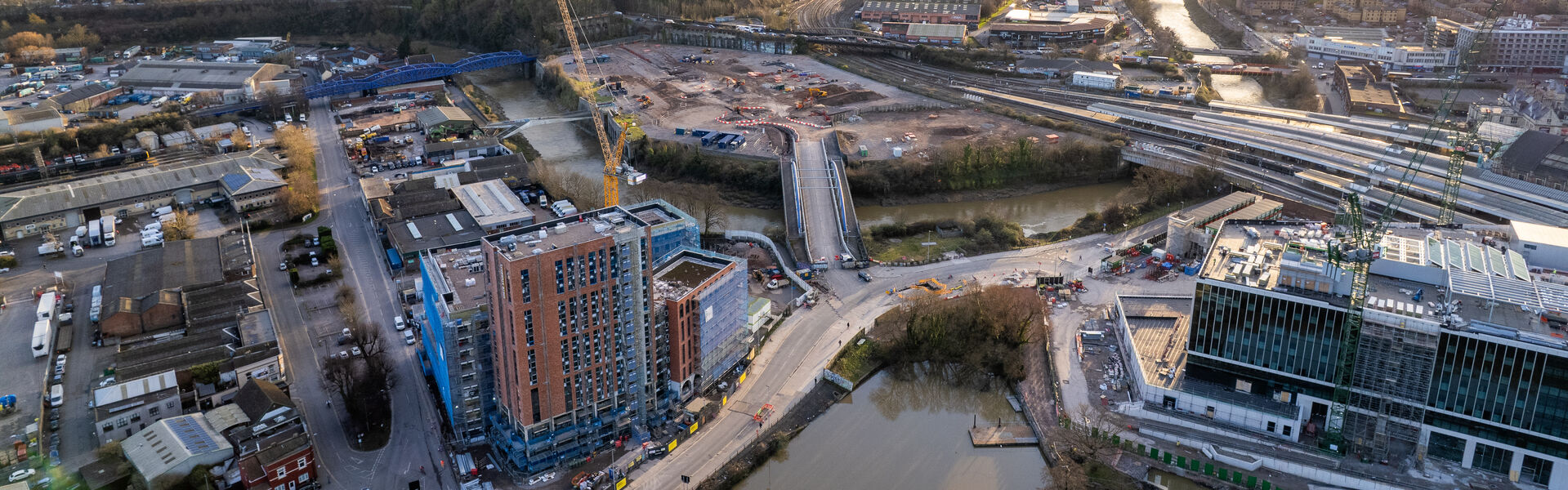 Drone view of Temple Quarter development in Bristol