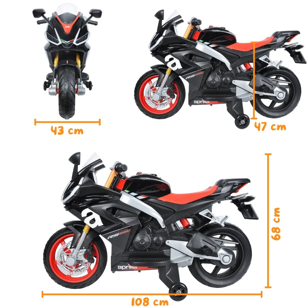 Aprilia RS660 Ride-on Kids Motorbike 12V Black Berghoff toys
