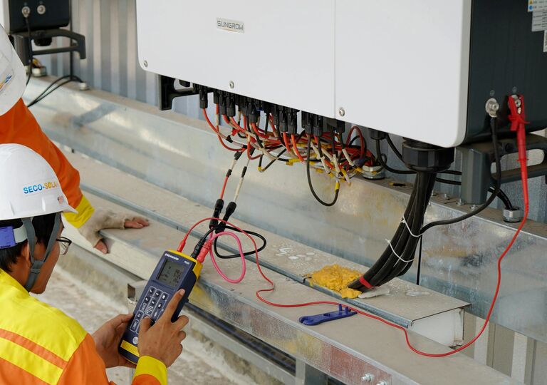 close up of large battery and wires