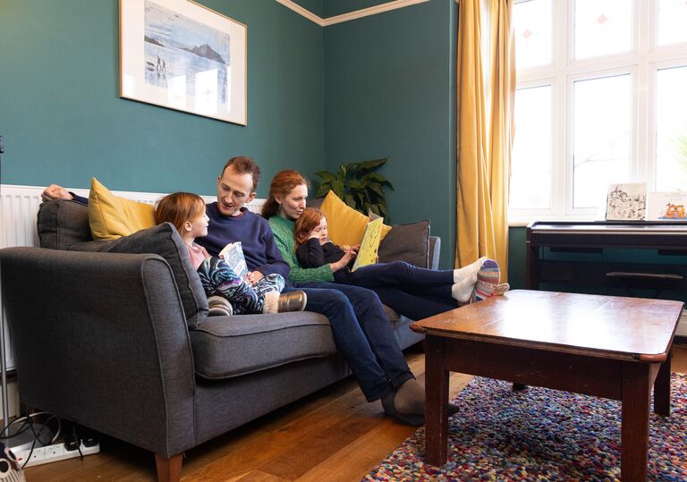 The Gitsham family in their home on Kellaway Avenue in Bristol