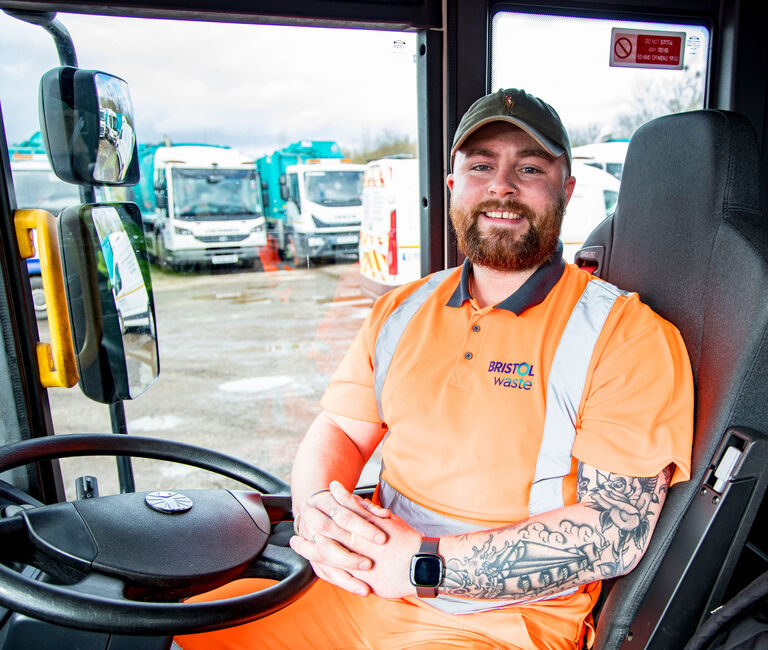 HGV driver smiling