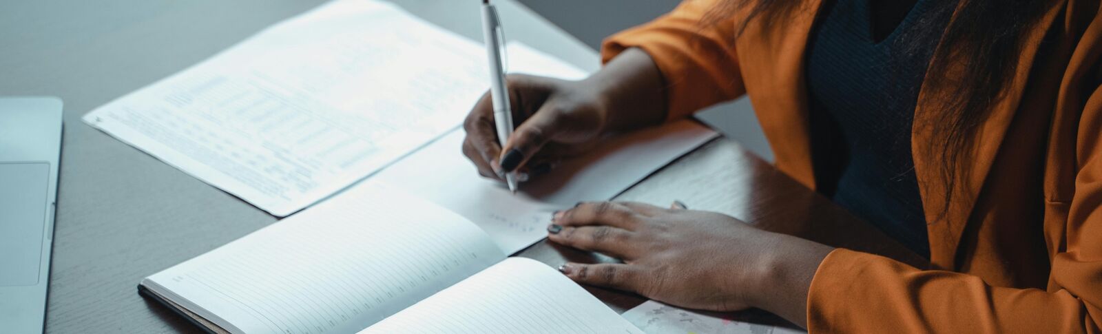 Person working on a document
