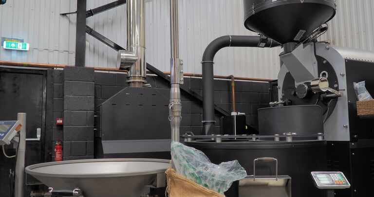 photo of coffee roaster and converter