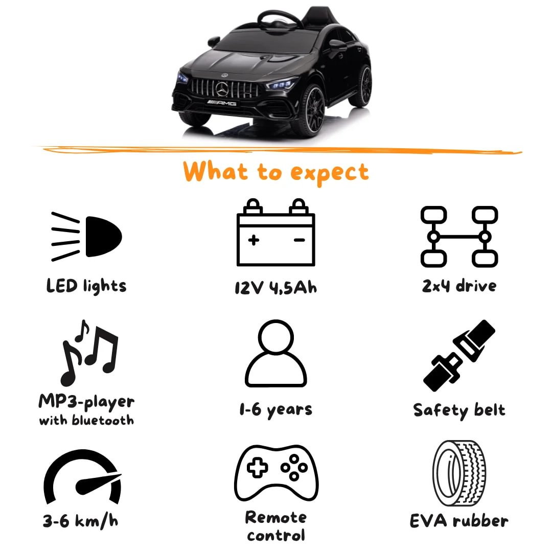 12V Kids Ride On Car Mercedes-Benz AMG CLA 45 - Black