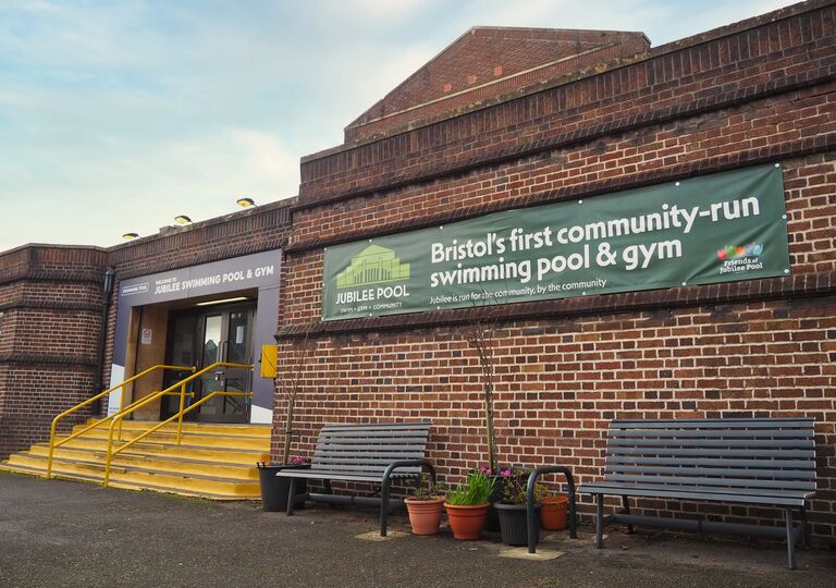 Exterior front entrance of Bristol's first community-run swimming pool and gym