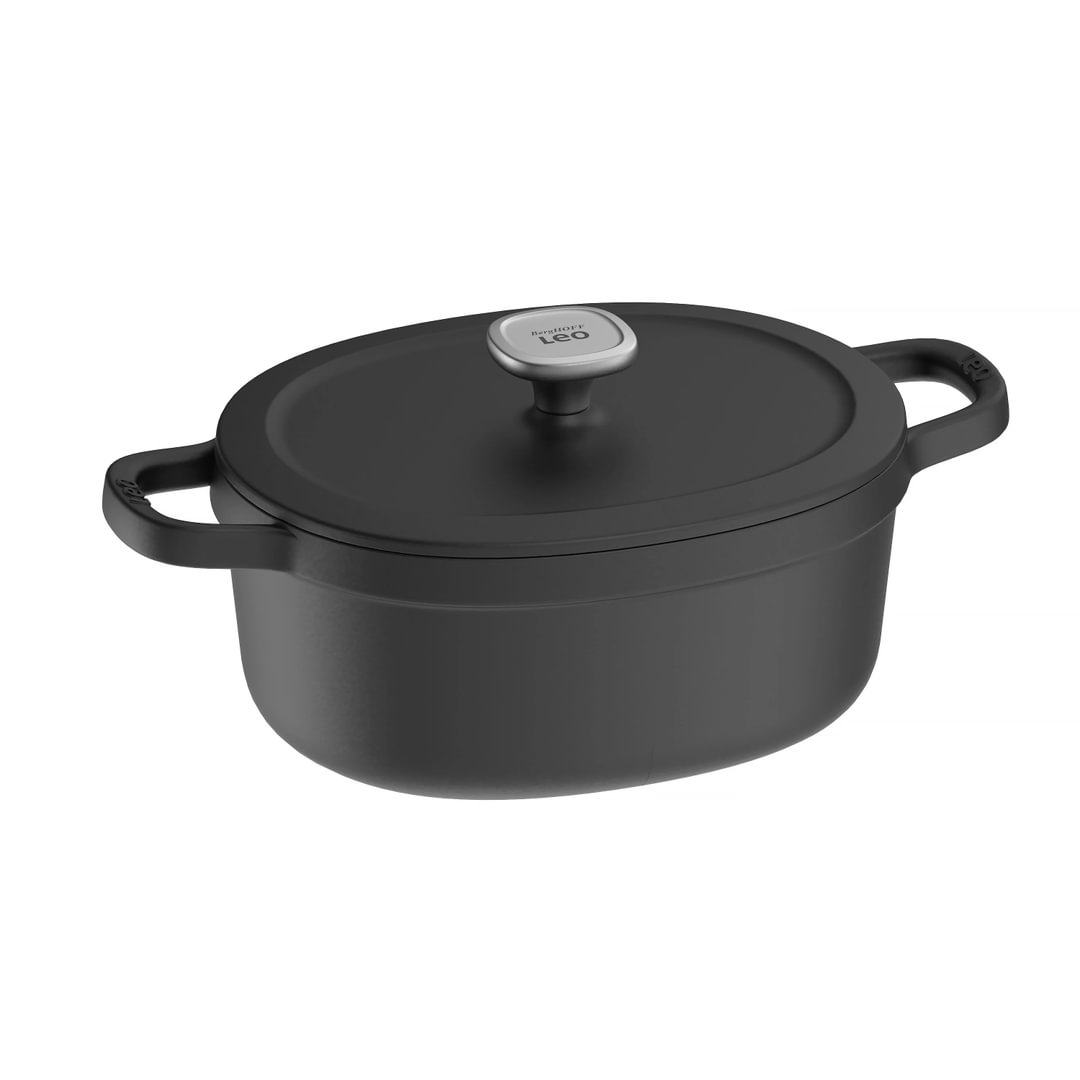 Covered oval casserole Graphite Cast iron 27x22cm