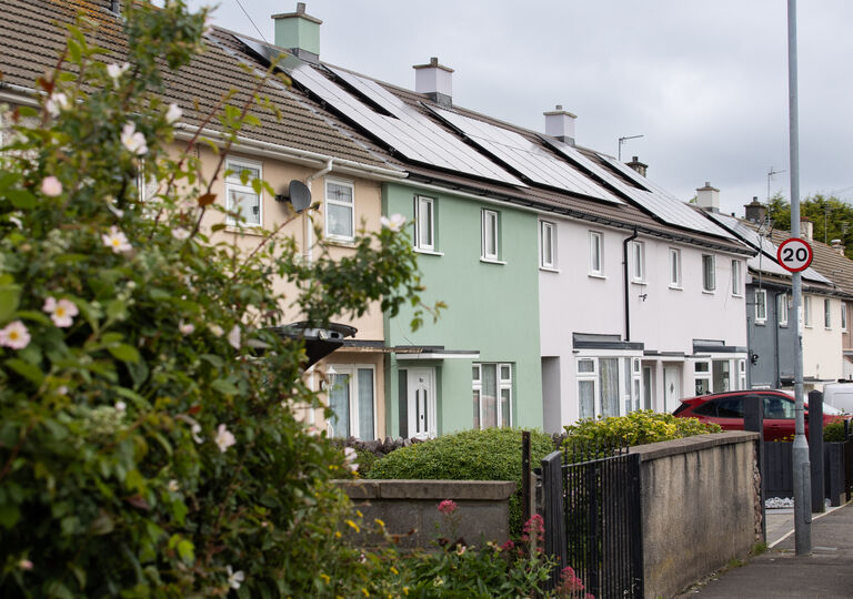 Street with solar roofing