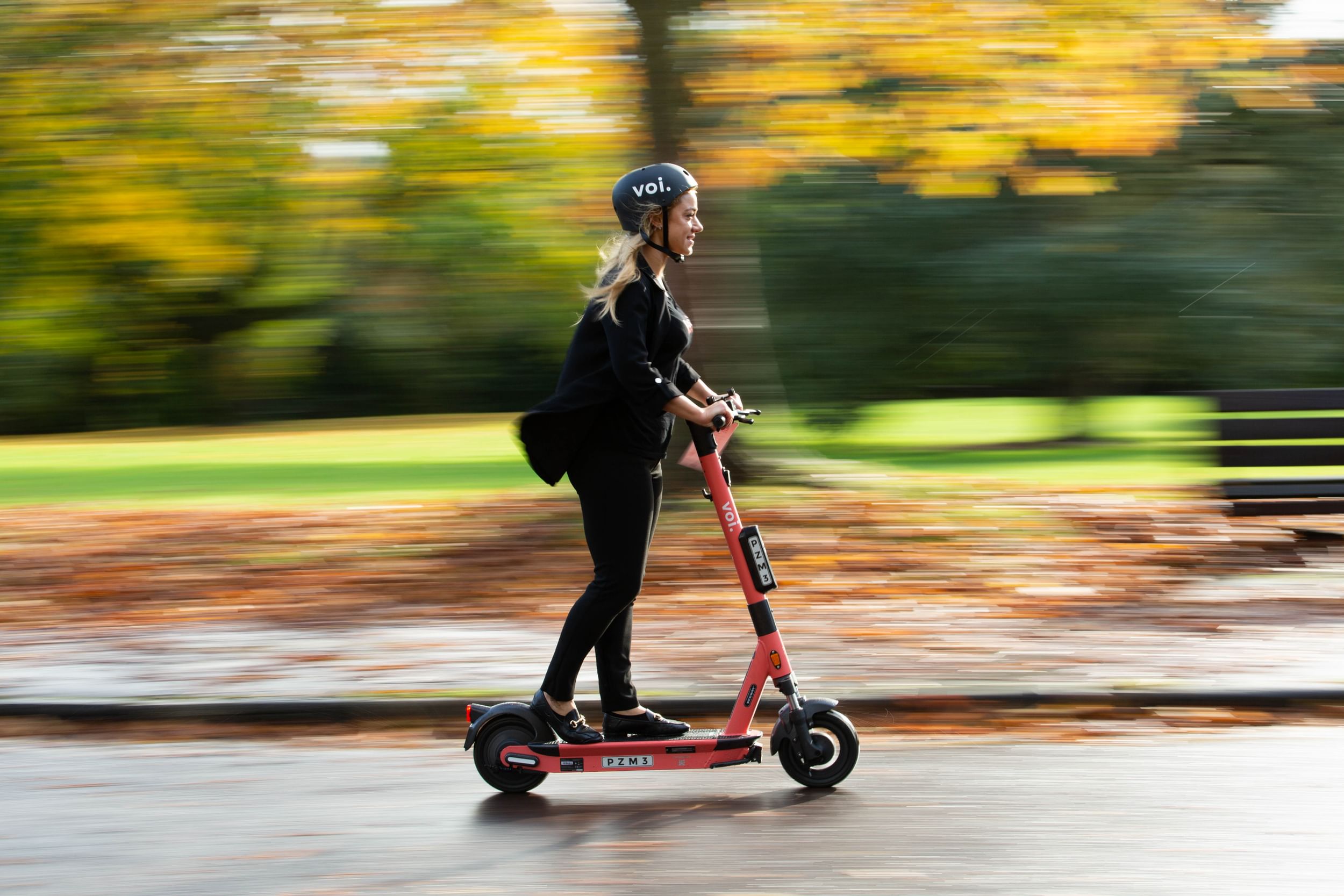 Lady on an e-scooter