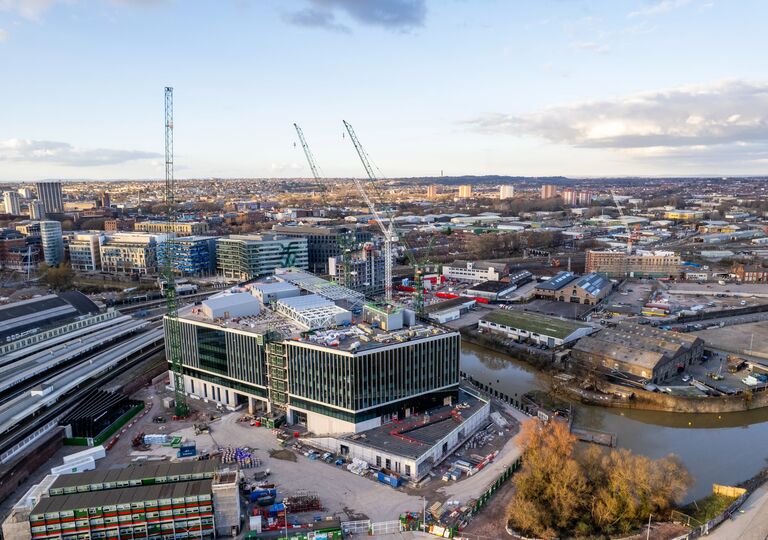 aerial view of Bristol Temple Quarter West development