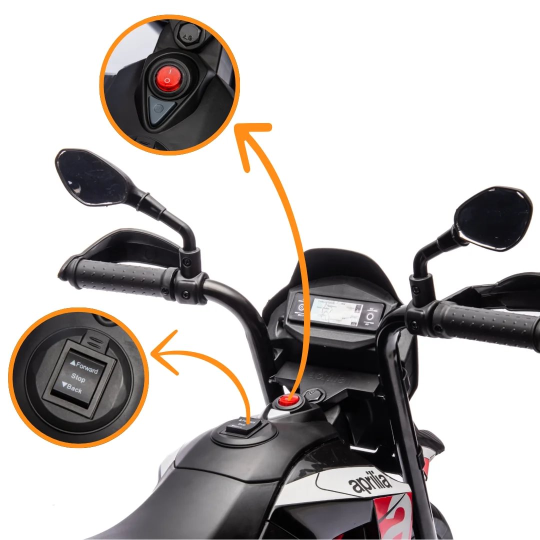 Moto électrique Enfant Aprilia 6V Avec Roulettes Stabilisatrices