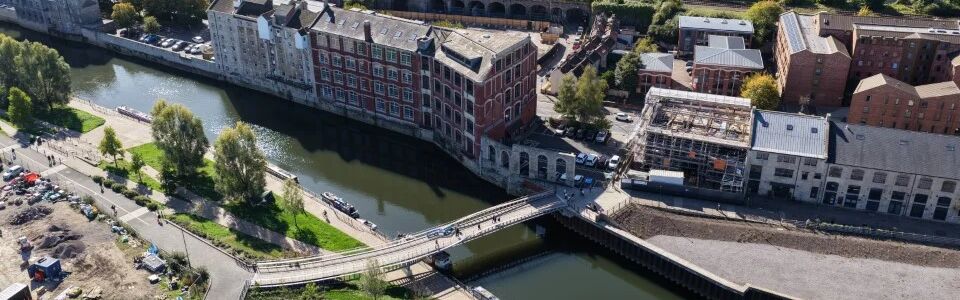 drone shot of Bath Quays Link