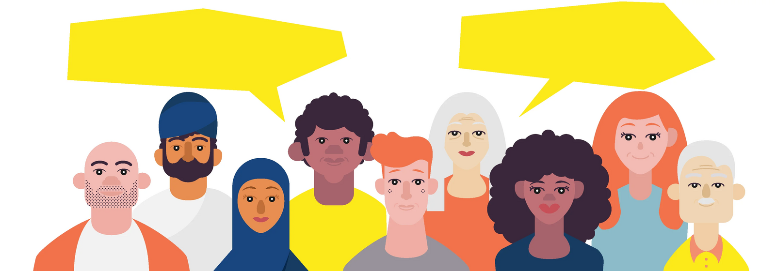 illustration of group, speaking