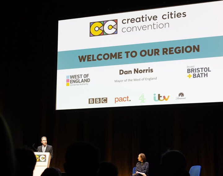 Creative cities banner on screen