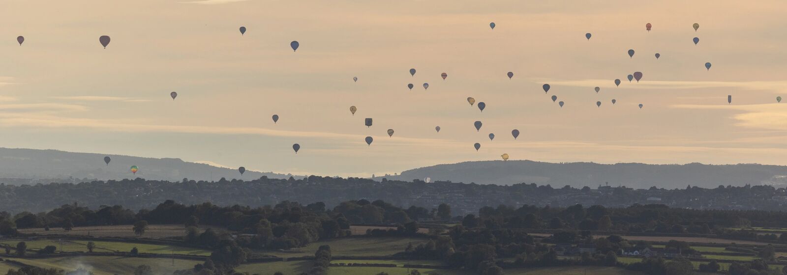 Balloons are pictured, flying above South Gloucestershire